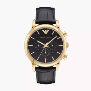 Men's Chronograph Black Leather Watch